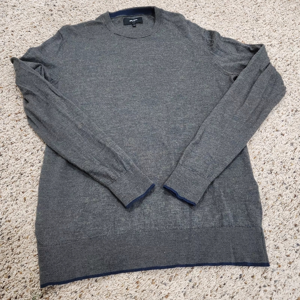 Jack Spade Heather Gray Crew Neck Sweater with Ribbed Cuffs
